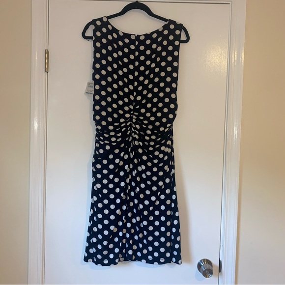 NWT Kay Unger size 14 polka dot surplice top jersey dress navy/white - Picture 5 of 5